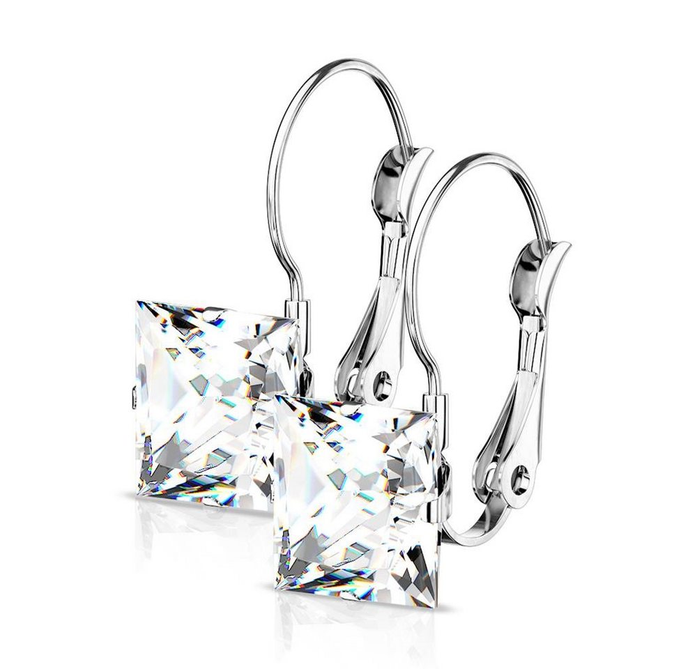 BUNGSA Ohrring-Set Ohrhänger Kristall eckig Silber aus Edelstahl Damen (1 Paar (2 Stück), 2-tlg), Ohrschmuck Ohrringe von BUNGSA