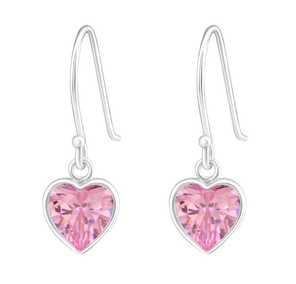 BUNGSA Ohrring-Set Ohrhänger Pinkes Herz aus 925 Silber Damen (1 Paar (2 Stück), 2-tlg), Ohrschmuck Ohrringe von BUNGSA