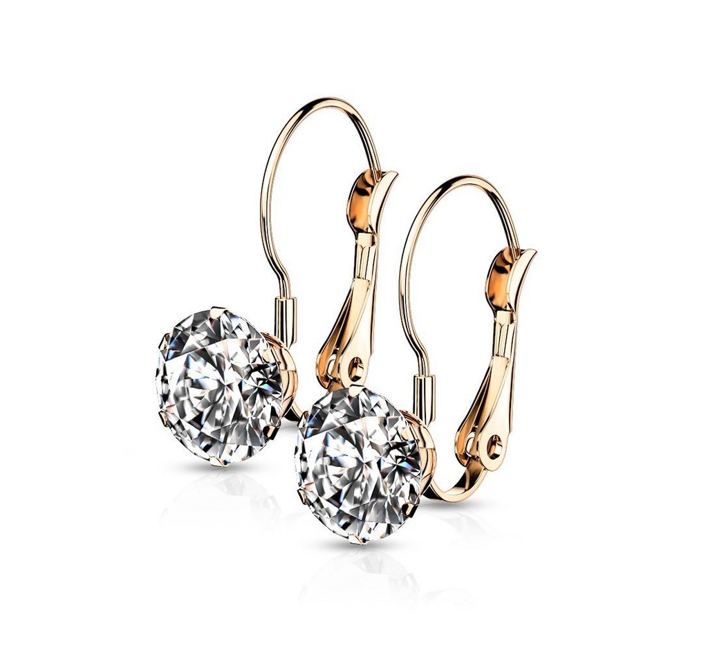 BUNGSA Ohrring-Set Ohrhänger mit Zirkonia Rosegold aus Edelstahl Damen (1 Paar (2 Stück), 2-tlg), Ohrschmuck Ohrringe von BUNGSA