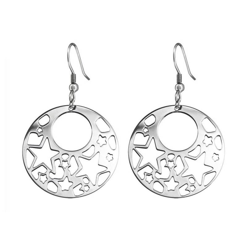 BUNGSA Ohrring-Set Ohrhänger rund Mond und Sterne 38mm aus Edelstahl Damen (1 Paar (2 Stück), 2-tlg), Ohrschmuck Ohrringe von BUNGSA