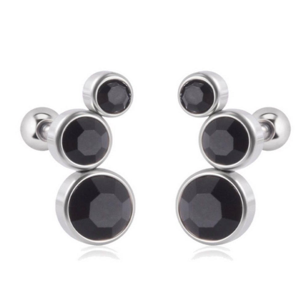 BUNGSA Ohrring-Set Ohrstecker / Piercing Kugelverschluss Kristall Silber Damen schwarz (1 Paar (2 Stück), 2-tlg), Ohrschmuck Ohrringe von BUNGSA