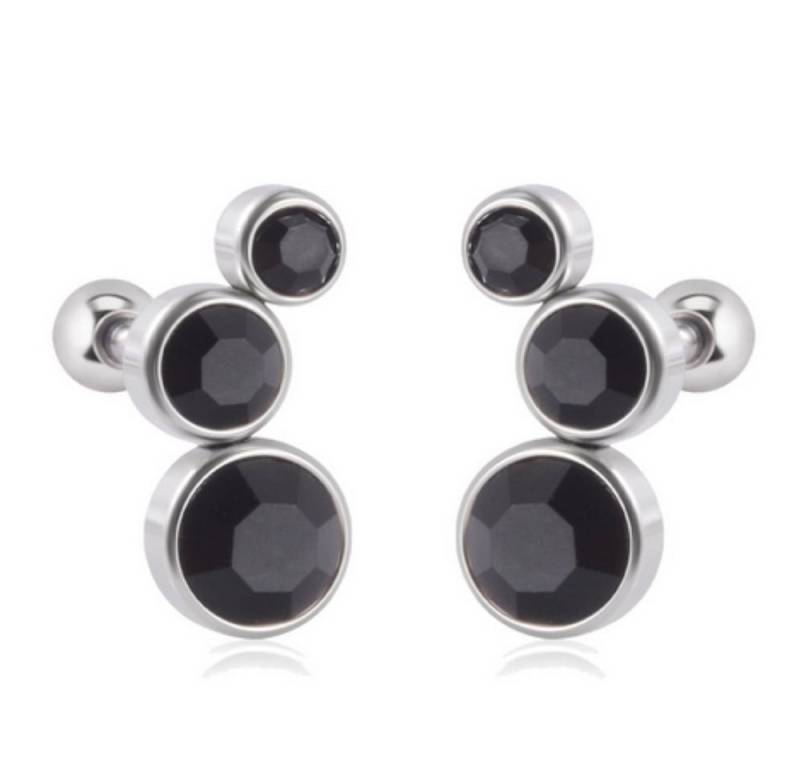 BUNGSA Ohrring-Set Ohrstecker / Piercing Kugelverschluss Kristall Silber Damen schwarz (1 Paar (2 Stück), 2-tlg), Ohrschmuck Ohrringe von BUNGSA