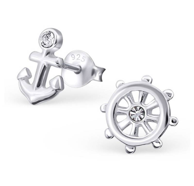 BUNGSA Ohrring-Set Ohrstecker Anker & Steuerrad aus 925 Silber Damen (1 Paar (2 Stück), 2-tlg), Ohrschmuck Ohrringe von BUNGSA