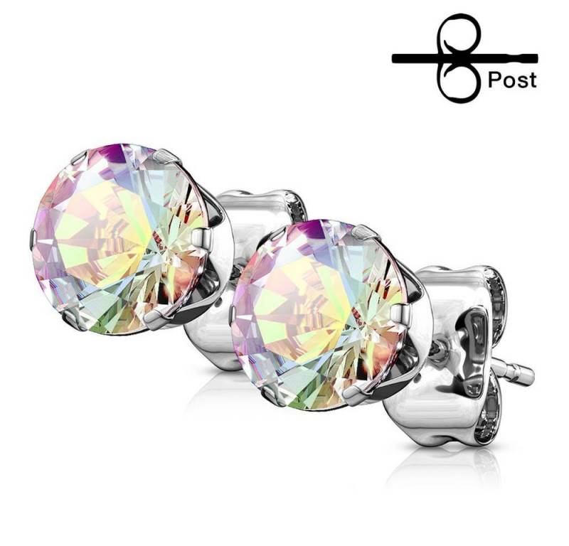 BUNGSA Ohrring-Set Ohrstecker Aurora Borealis Kristall Silber aus Edelstahl Unisex (1 Paar (2 Stück), 2-tlg), Ohrschmuck Ohrringe von BUNGSA