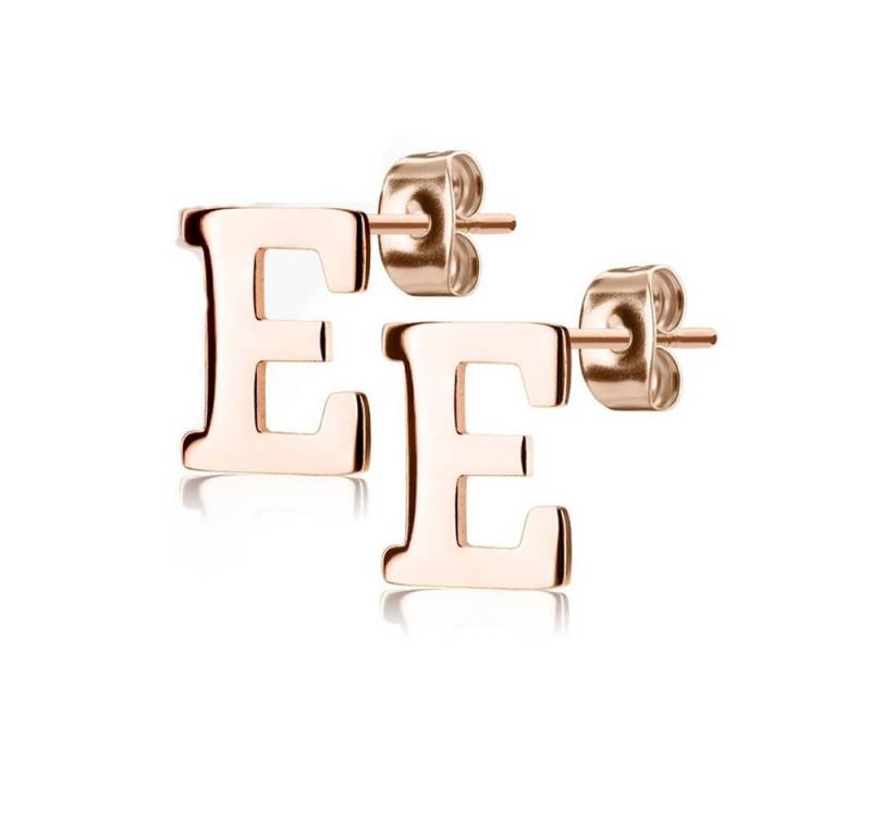 BUNGSA Ohrring-Set E Ohrstecker Buchstaben Rosegold aus Edelstahl Damen (1 Paar (2 Stück), 2-tlg), Ohrschmuck Ohrringe von BUNGSA