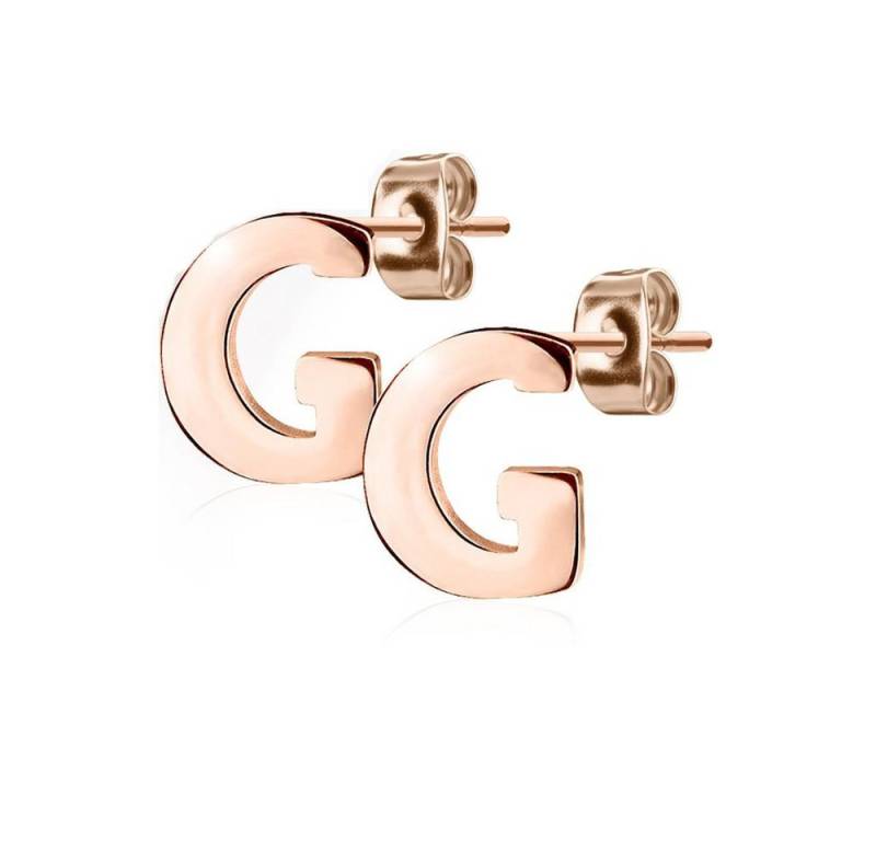 BUNGSA Ohrring-Set G Ohrstecker Buchstaben Rosegold aus Edelstahl Damen (1 Paar (2 Stück), 2-tlg., inkl. Schmuckbeutel aus Organza), Ohrschmuck Ohrringe von BUNGSA