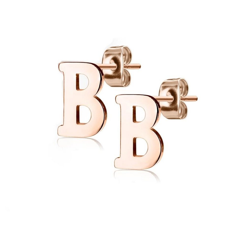 BUNGSA Ohrring-Set Ohrstecker Buchstaben Rosegold aus Edelstahl Damen (1 Paar (2 Stück), 2-tlg), Ohrschmuck Ohrringe von BUNGSA