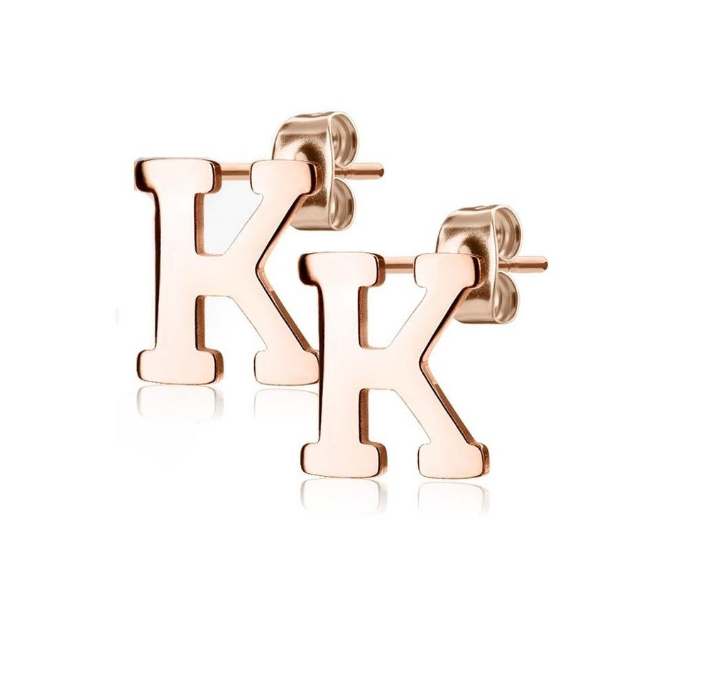 BUNGSA Ohrring-Set Ohrstecker Buchstaben Rosegold aus Edelstahl Damen (1 Paar (2 Stück), 2-tlg), Ohrschmuck Ohrringe von BUNGSA