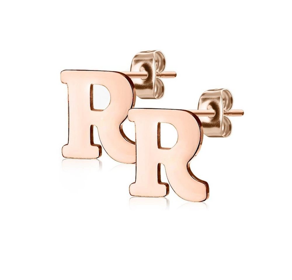 BUNGSA Ohrring-Set Ohrstecker Buchstaben Rosegold aus Edelstahl Damen (1 Paar (2 Stück), 2-tlg), Ohrschmuck Ohrringe von BUNGSA