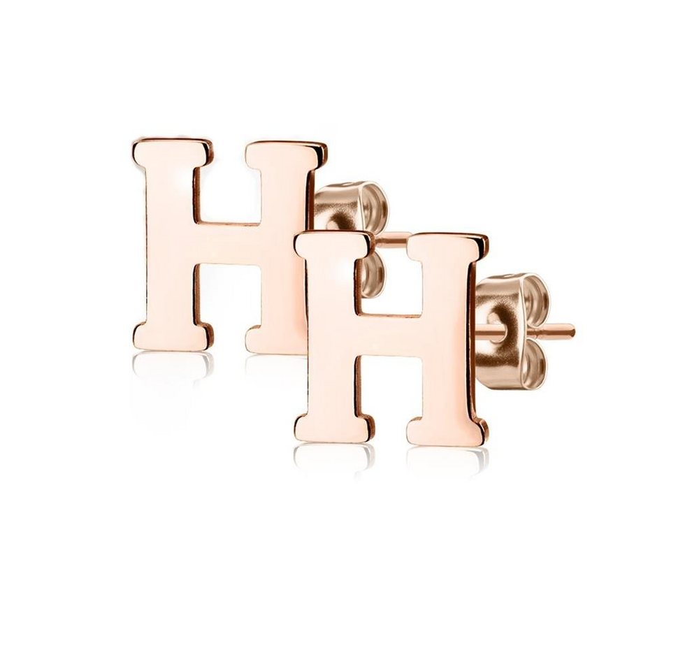 BUNGSA Ohrring-Set Ohrstecker Buchstaben Rosegold aus Edelstahl Damen (1 Paar (2 Stück), 2-tlg), Ohrschmuck Ohrringe von BUNGSA