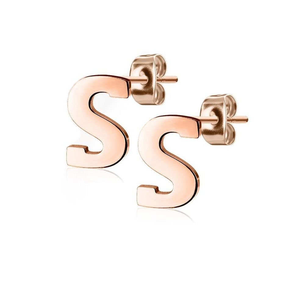 BUNGSA Ohrring-Set Ohrstecker Buchstaben Rosegold aus Edelstahl Damen (1 Paar (2 Stück), 2-tlg), Ohrschmuck Ohrringe von BUNGSA