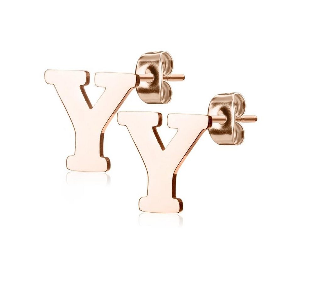 BUNGSA Ohrring-Set Ohrstecker Buchstaben Rosegold aus Edelstahl Damen (1 Paar (2 Stück), 2-tlg), Ohrschmuck Ohrringe von BUNGSA