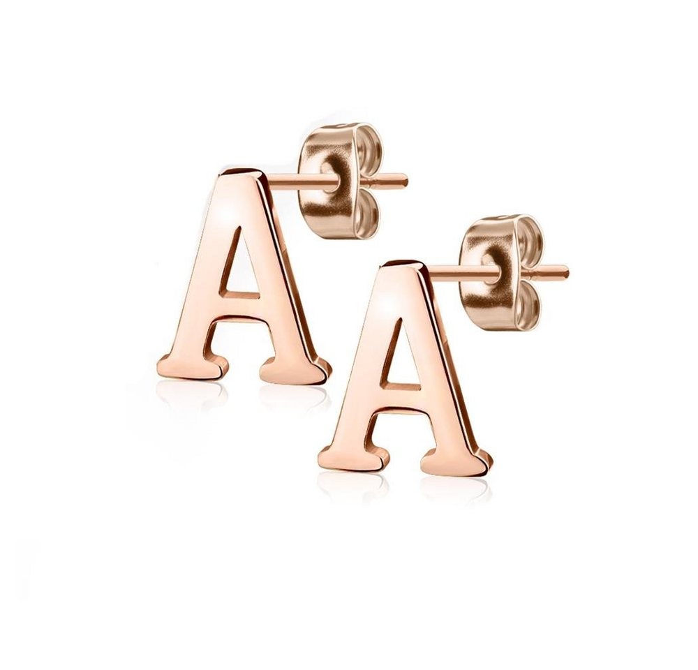 BUNGSA Ohrring-Set Ohrstecker Buchstaben Rosegold aus Edelstahl Damen (1 Paar (2 Stück), 2-tlg), Ohrschmuck Ohrringe von BUNGSA