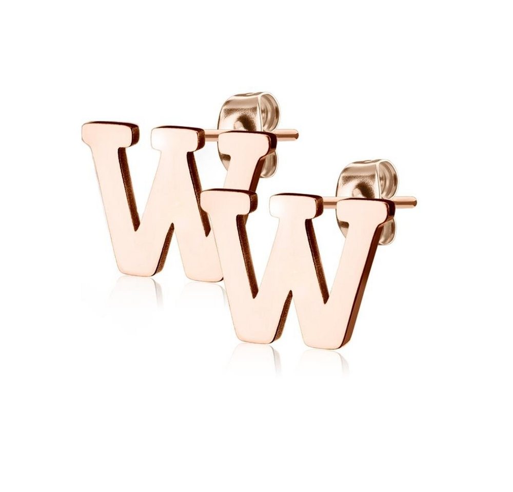 BUNGSA Ohrring-Set Ohrstecker Buchstaben Rosegold aus Edelstahl Damen (1 Paar (2 Stück), 2-tlg), Ohrschmuck Ohrringe von BUNGSA