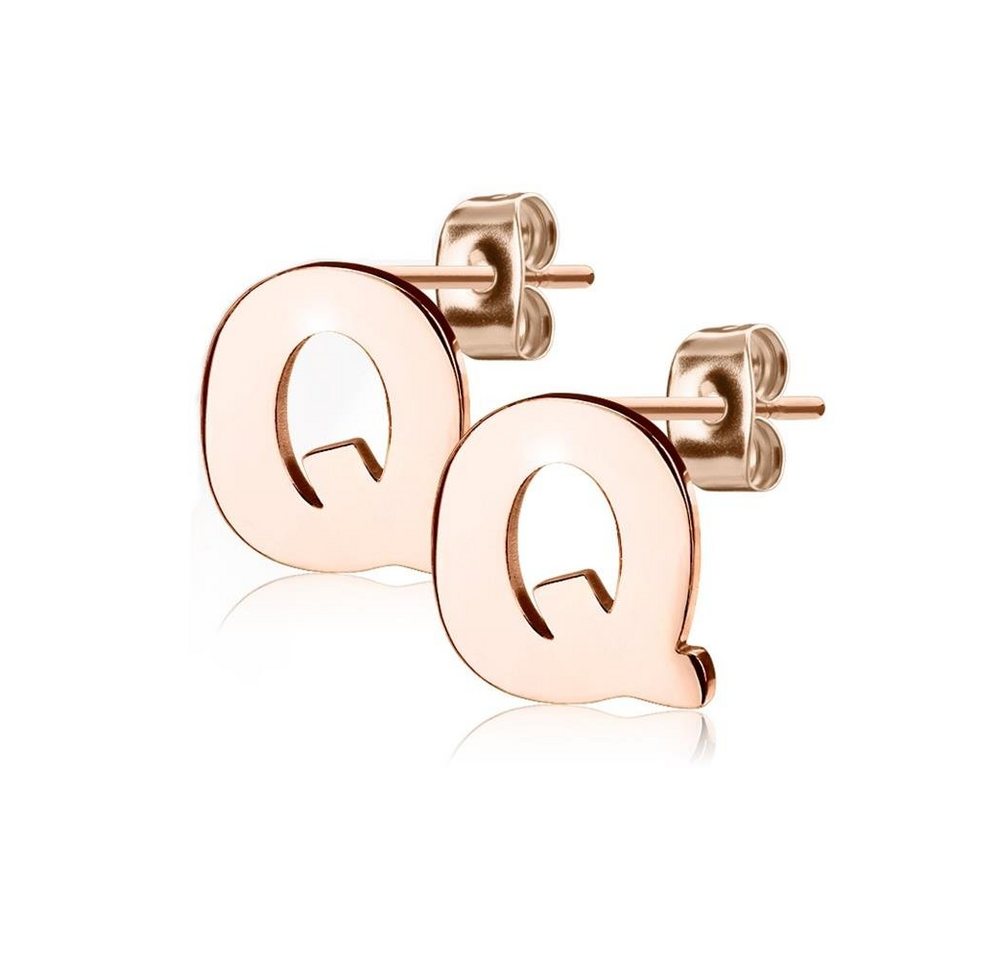 BUNGSA Ohrring-Set Ohrstecker Buchstaben Rosegold aus Edelstahl Damen (1 Paar (2 Stück), 2-tlg), Ohrschmuck Ohrringe von BUNGSA