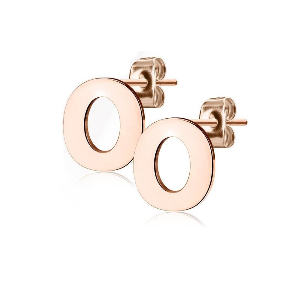 BUNGSA Ohrring-Set Ohrstecker Buchstaben Rosegold aus Edelstahl Damen (1 Paar (2 Stück), 2-tlg), Ohrschmuck Ohrringe von BUNGSA