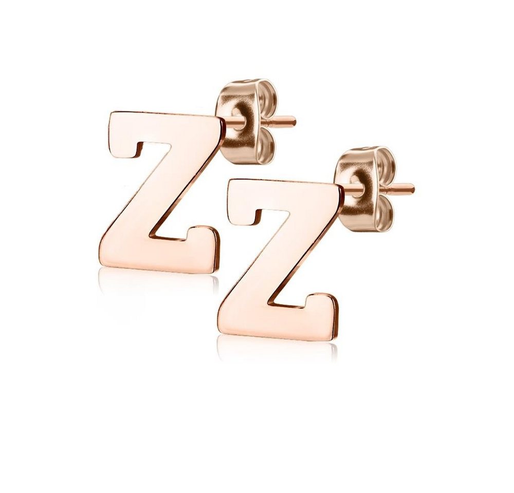 BUNGSA Ohrring-Set Ohrstecker Buchstaben Rosegold aus Edelstahl Damen (1 Paar (2 Stück), 2-tlg), Ohrschmuck Ohrringe von BUNGSA