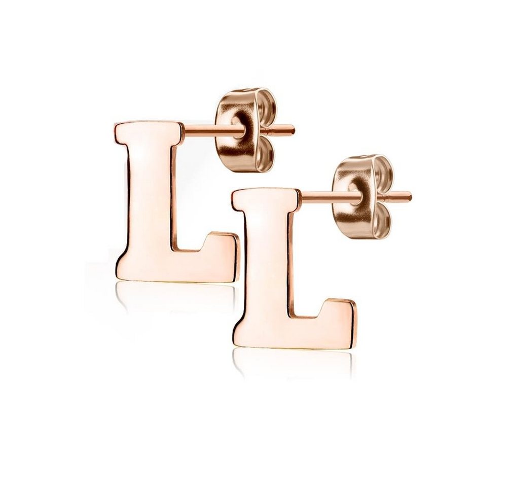 BUNGSA Ohrring-Set Ohrstecker Buchstaben Rosegold aus Edelstahl Damen (1 Paar (2 Stück), 2-tlg), Ohrschmuck Ohrringe von BUNGSA