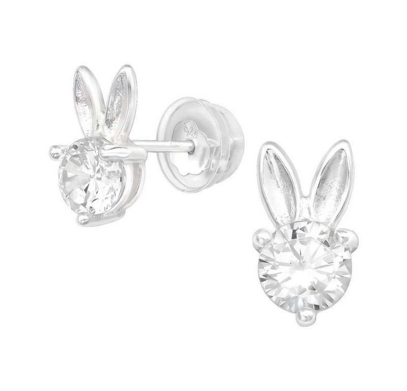 BUNGSA Ohrring-Set Ohrstecker Bunny mit rundem Kristall aus .925 Sterling Silber Damen (1 Paar (2 Stück), 2-tlg), Ohrschmuck Ohrringe von BUNGSA