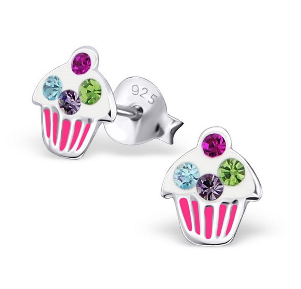 BUNGSA Ohrring-Set Ohrstecker Cupcake Bunt aus 925 Silber Kinder (1 Paar (2 Stück), 2-tlg), Ohrschmuck Ohrringe von BUNGSA