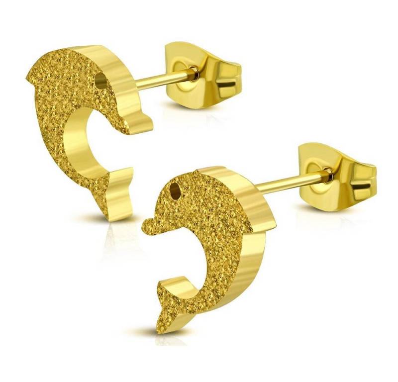 BUNGSA Ohrring-Set Ohrstecker Delfin goldfarben aus Edelstahl Damen (1 Paar (2 Stück), 2-tlg), Ohrschmuck Ohrringe von BUNGSA
