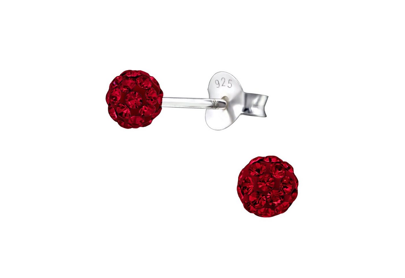 BUNGSA Ohrring-Set Ohrstecker Discokugel Rot 3mm aus 925 Silber Damen (1 Paar (2 Stück), 2-tlg), Ohrschmuck Ohrringe von BUNGSA