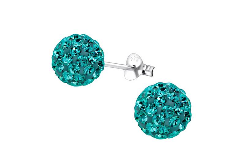 BUNGSA Ohrring-Set Ohrstecker Discokugel Blue Zircon Silber Multikristall .925 Silber (1 Paar (2 Stück), 2-tlg), Ohrschmuck Ohrringe von BUNGSA