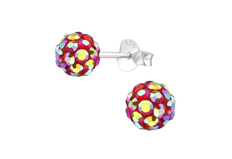 BUNGSA Ohrring-Set Ohrstecker Discokugel metallic-pinken Zirkoniasteinchen 925 Silber (1 Paar (2 Stück), 2-tlg), Ohrschmuck Ohrringe von BUNGSA