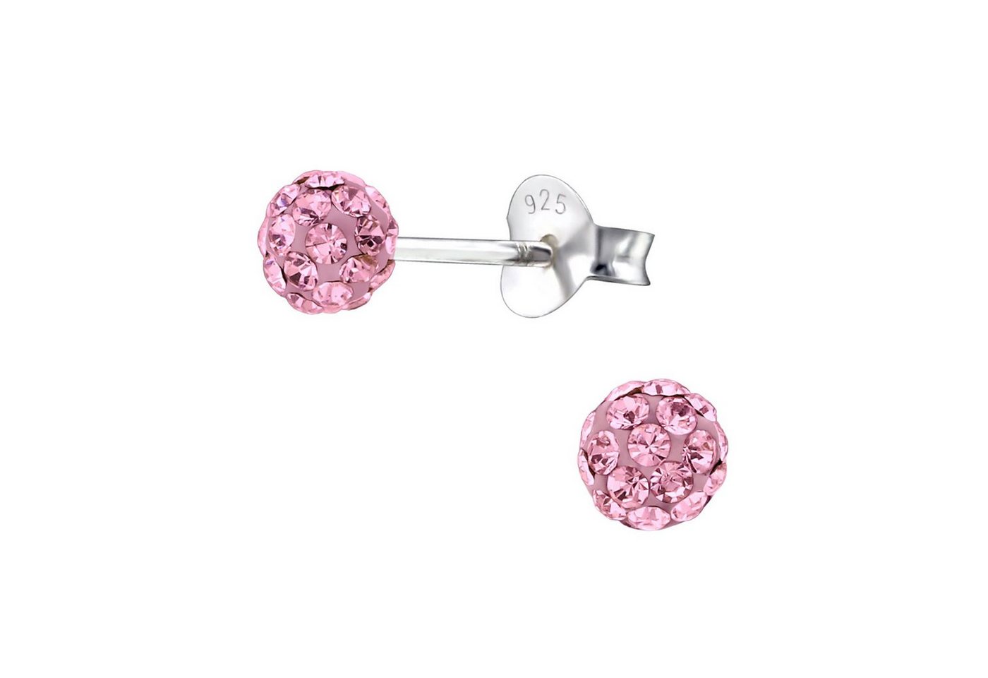 BUNGSA Ohrring-Set Ohrstecker Discokugel rosa 3mm aus 925 Silber Damen (1 Paar (2 Stück), 2-tlg), Ohrschmuck Ohrringe von BUNGSA