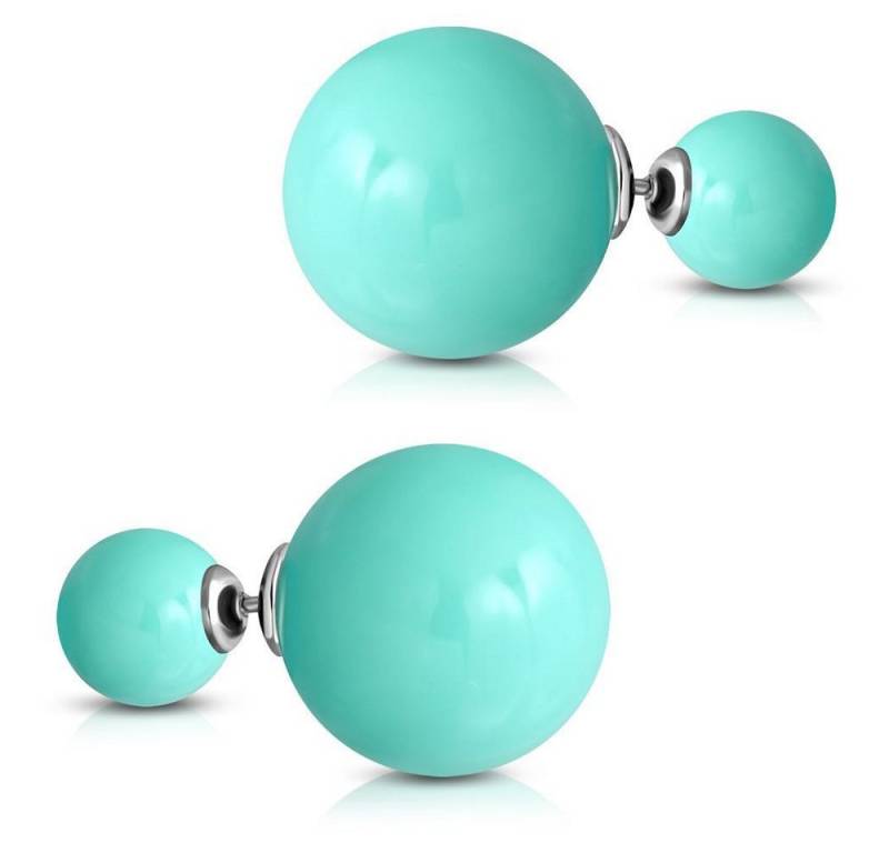 BUNGSA Ohrring-Set Ohrstecker Doppelperlen Türkis 14x8 aus Edelstahl Damen (1 Paar (2 Stück), 1-tlg), Damen Herren von BUNGSA