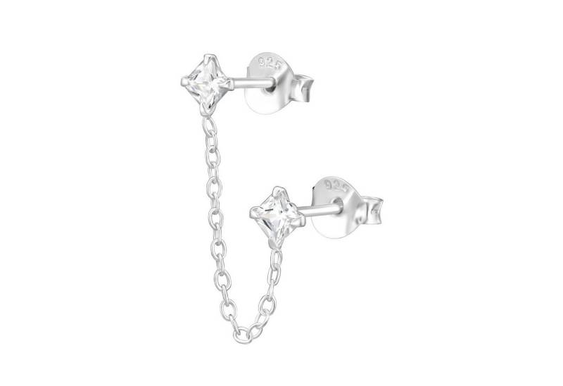 BUNGSA Ohrring-Set Ohrstecker Doppelstecker mit Kristall und Kette aus .925 Silber Damen (1 Stück, 1-tlg), Ohrschmuck Ohrringe von BUNGSA