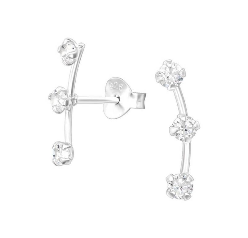 BUNGSA Ohrring-Set Ohrstecker Dreifachstecker mit Kristall aus .925 Silber Damen (1 Paar (2 Stück), 2-tlg), Ohrschmuck Ohrringe von BUNGSA