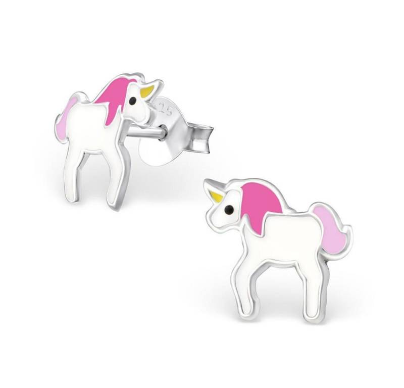 BUNGSA Ohrring-Set Pink-Rosa - Ohrstecker Einhorn Unicorn aus 925 Silber für Kinder (1 Paar (2 Stück), 2-tlg), Ohrschmuck Ohrringe von BUNGSA