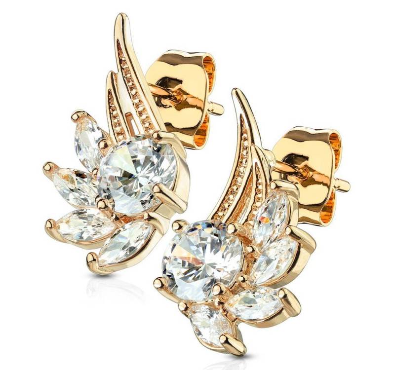 BUNGSA Ohrring-Set Ohrstecker Engelsflügel mit Kristallen Edelstahl Damen rosegold (1 Paar (2 Stück), 2-tlg), Ohrschmuck Ohrringe von BUNGSA