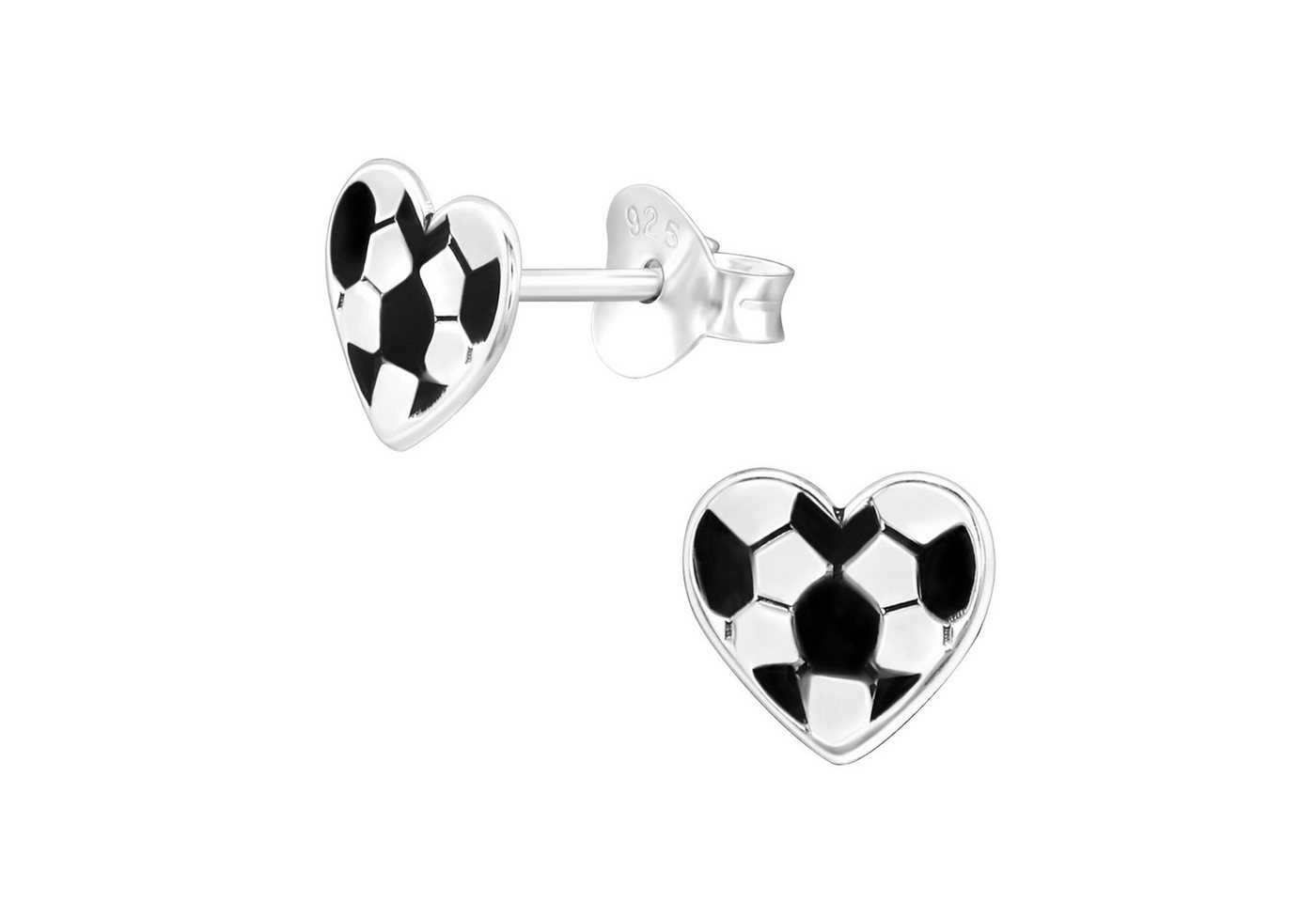 BUNGSA Ohrring-Set Ohrstecker Fussball Herz 6mm aus 925 Silber für Kinder (1 Paar (2 Stück), 2-tlg), Ohrschmuck Ohrringe von BUNGSA