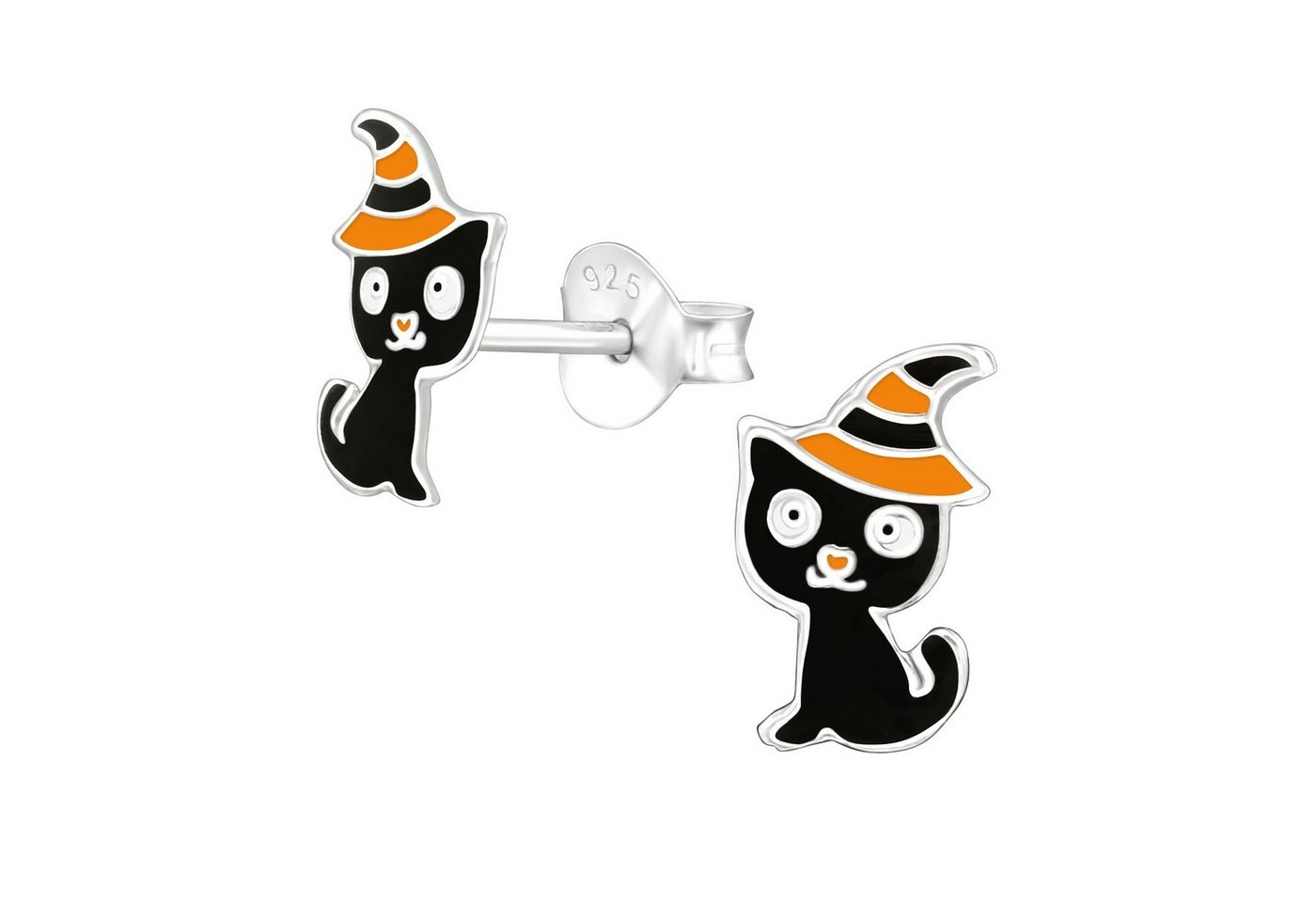 BUNGSA Ohrring-Set Ohrstecker Halloween Katze aus .925 Silber Kinder (1 Paar (2 Stück), 2-tlg), Ohrschmuck Ohrringe von BUNGSA