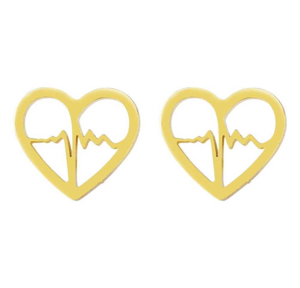 BUNGSA Ohrring-Set Ohrstecker Heartbeat gold aus Edelstahl Damen (1 Paar (2 Stück), 2-tlg), Ohrschmuck Ohrringe von BUNGSA
