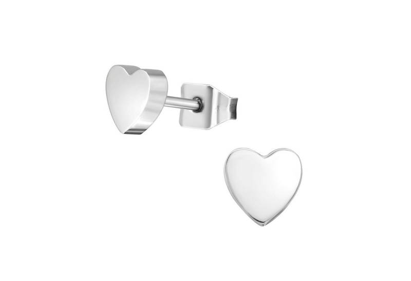 BUNGSA Ohrring-Set Ohrstecker Herz 5mm aus Titan für Damen silber (1 Paar (2 Stück), 2-tlg), Ohrschmuck Ohrringe von BUNGSA