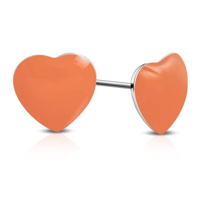 BUNGSA Ohrring-Set Ohrstecker Herz Silber aus Edelstahl Kinder hellorange (1 Paar (2 Stück), 2-tlg), Ohrschmuck Ohrringe von BUNGSA