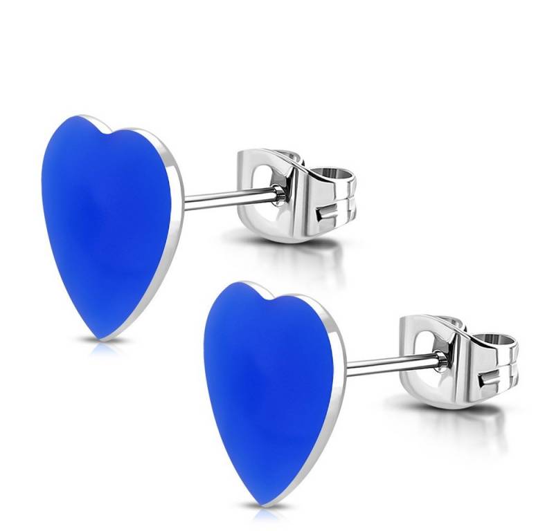 BUNGSA Ohrring-Set Ohrstecker Herz Silber aus Edelstahl Kinder azurblau (1 Paar (2 Stück), 2-tlg), Ohrschmuck Ohrringe von BUNGSA