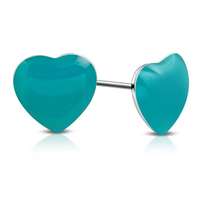 BUNGSA Ohrring-Set Ohrstecker Herz Silber aus Edelstahl Kinder türkis (1 Paar (2 Stück), 2-tlg), Ohrschmuck Ohrringe von BUNGSA