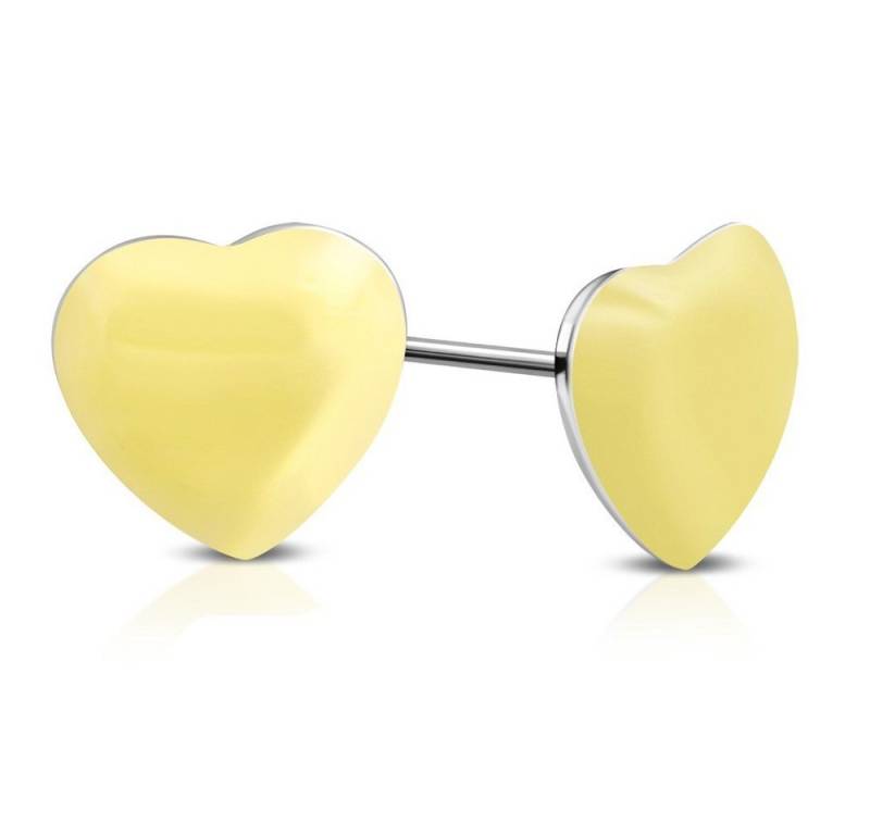BUNGSA Ohrring-Set Ohrstecker Herz Silber aus Edelstahl Kinder vanillegelb (1 Paar (2 Stück), 2-tlg), Ohrschmuck Ohrringe von BUNGSA