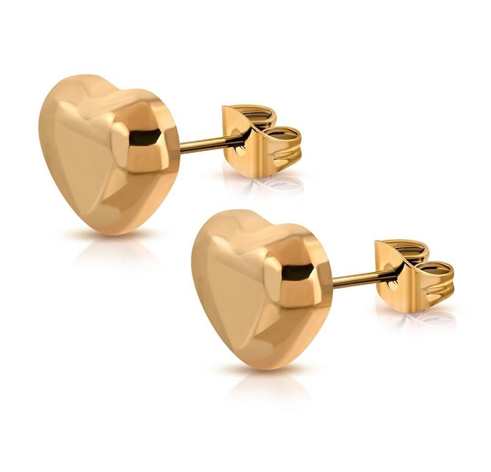 BUNGSA Ohrring-Set Ohrstecker Herzchen Rosegold aus Edelstahl Damen (1 Paar (2 Stück), 2-tlg), Ohrschmuck Ohrringe von BUNGSA