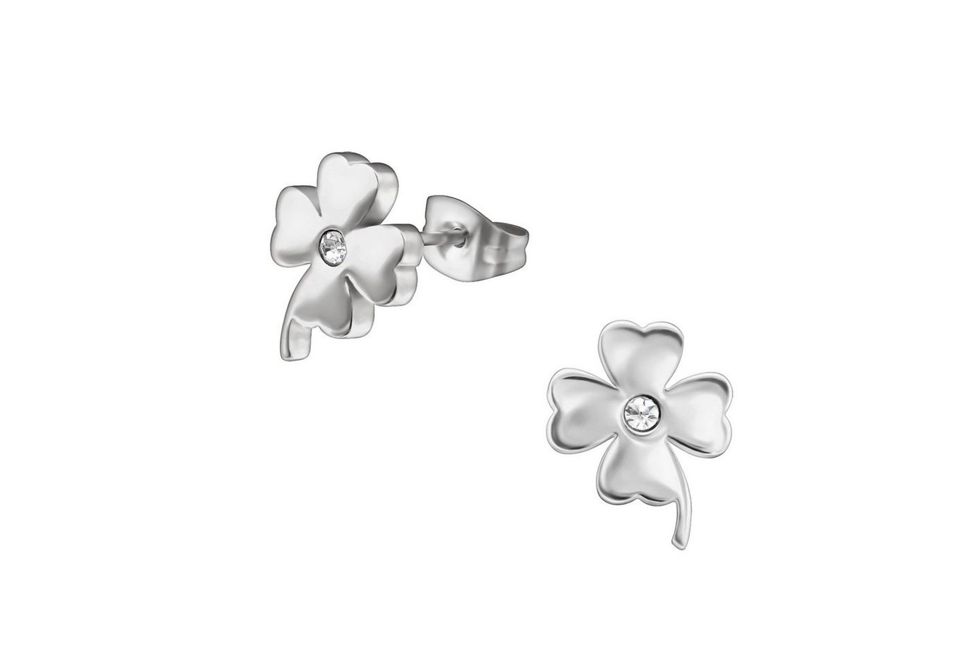 BUNGSA Ohrring-Set Ohrstecker Kleeblatt mit Zirkonia silber aus Edelstahl Unisex (1 Paar (2 Stück), 2-tlg), Ohrschmuck Ohrringe von BUNGSA