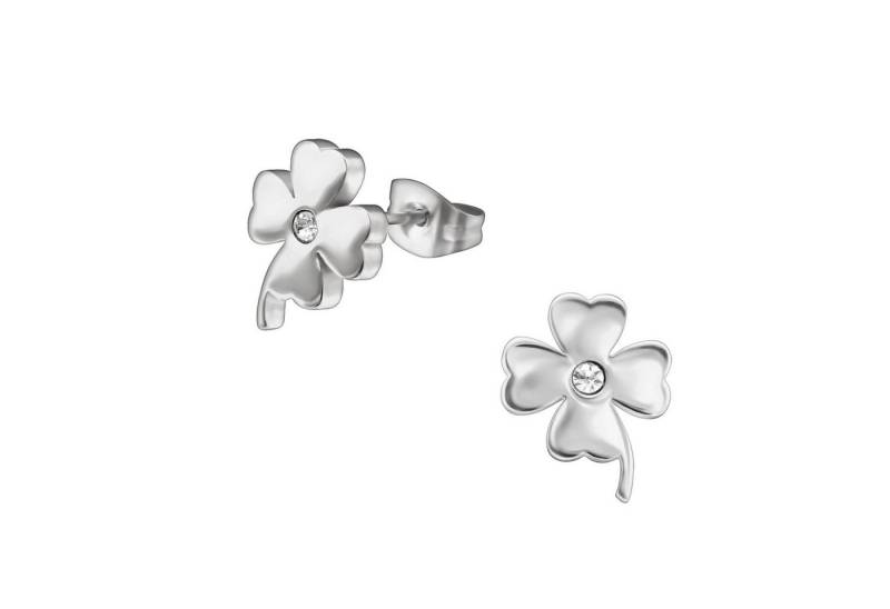 BUNGSA Ohrring-Set Ohrstecker Kleeblatt mit Zirkonia silber aus Edelstahl Unisex (1 Paar (2 Stück), 2-tlg), Ohrschmuck Ohrringe von BUNGSA