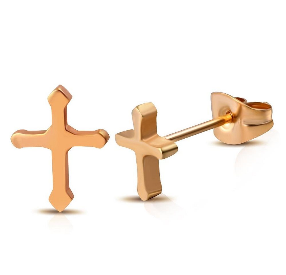 BUNGSA Ohrring-Set Ohrstecker Kreuz Rosegold aus Edelstahl Unisex (1 Paar (2 Stück), 2-tlg), Ohrschmuck Ohrringe von BUNGSA