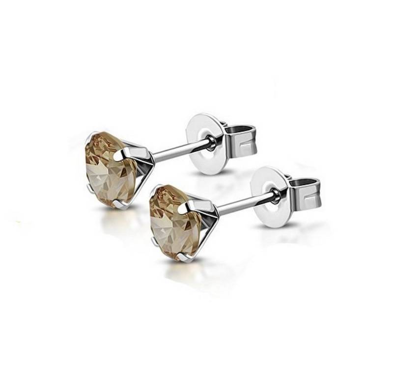 BUNGSA Ohrring-Set Ohrstecker Kristall 10 mm aus Edelstahl Damen champagner (1 Paar (2 Stück), 2-tlg), Ohrschmuck Ohrringe von BUNGSA