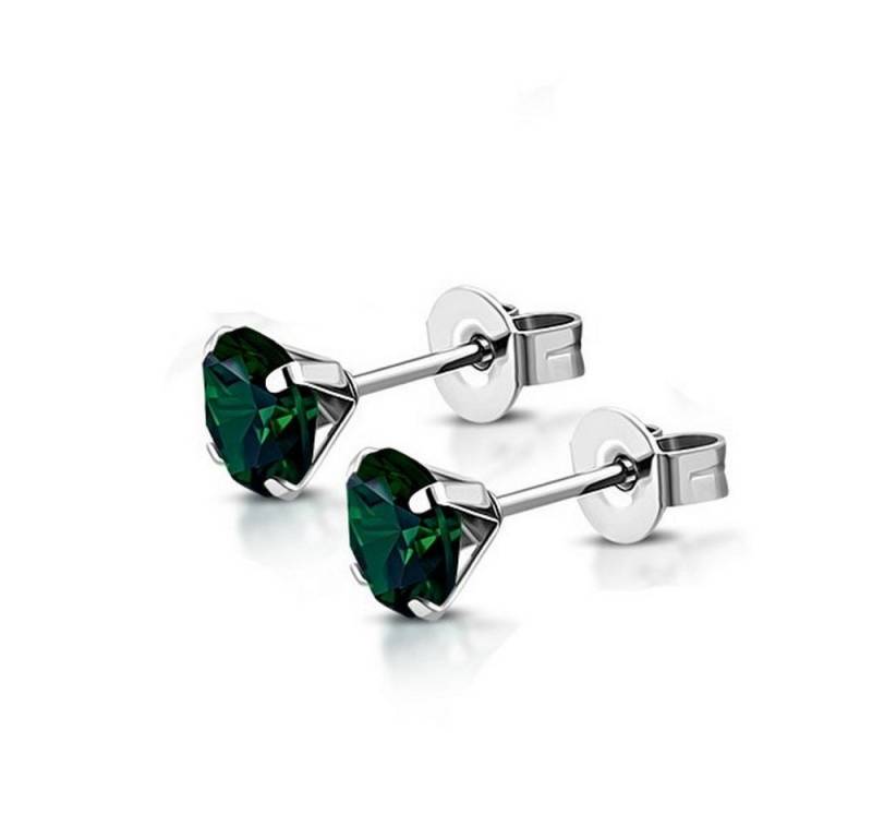BUNGSA Ohrring-Set Ohrstecker Kristall 10 mm aus Edelstahl Damen russischgrün (1 Paar (2 Stück), 2-tlg), Ohrschmuck Ohrringe von BUNGSA