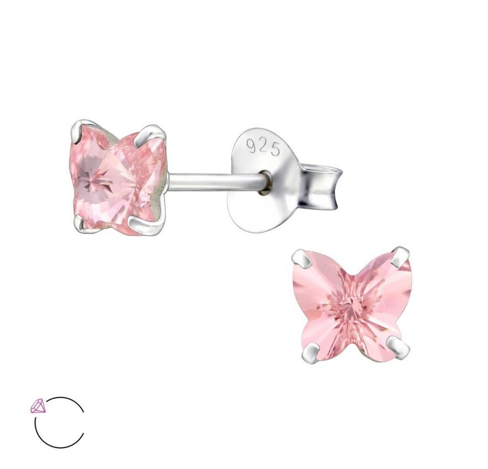 BUNGSA Ohrring-Set Ohrstecker Kristall-Schmetterling aus 925 Silber Damen - Light Rose (1 Paar (2 Stück), 2-tlg), Ohrschmuck Ohrringe von BUNGSA