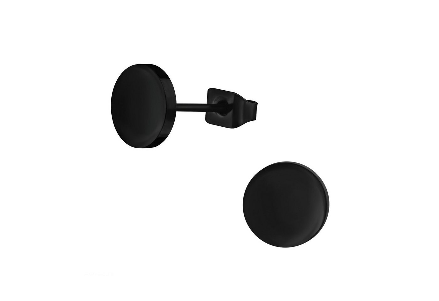 BUNGSA Ohrring-Set Ohrstecker Rund 8mm Schwarz aus Titan Unisex (1 Paar (2 Stück), 2-tlg), Ohrschmuck Ohrringe von BUNGSA